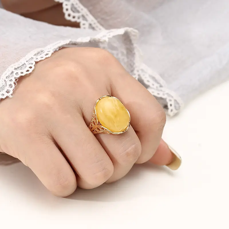 Japanese & Korean Niche Ring Empty Holder Women 18K Gold Inlaid Amber - Image 18