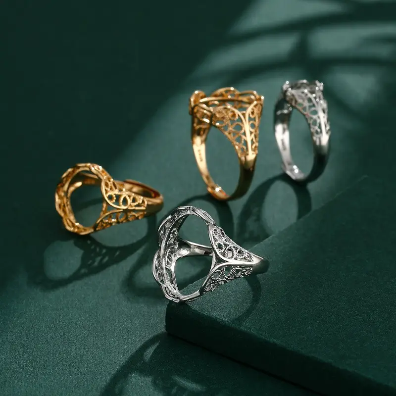 Japanese & Korean Niche Ring Empty Holder Women 18K Gold Inlaid Amber - Image 19