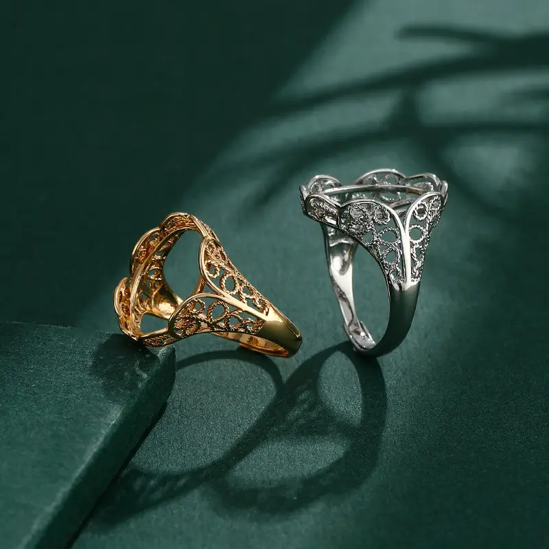 Japanese & Korean Niche Ring Empty Holder Women 18K Gold Inlaid Amber - Image 20