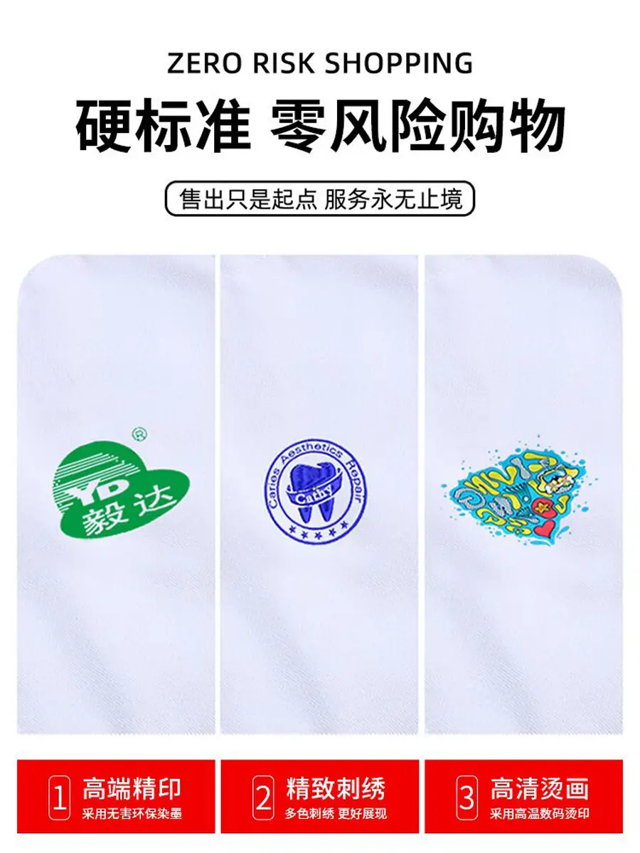 Blue Polyester-Cotton Work Coat with Printing