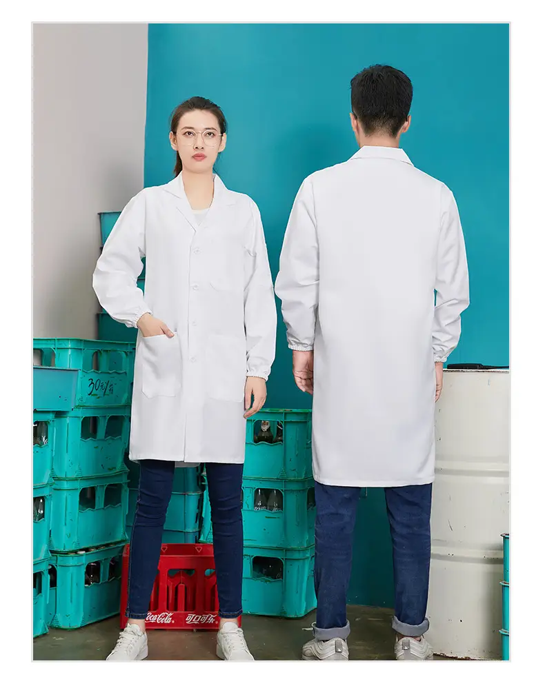 Blue Polyester-Cotton Work Coat with Printing — feature 15