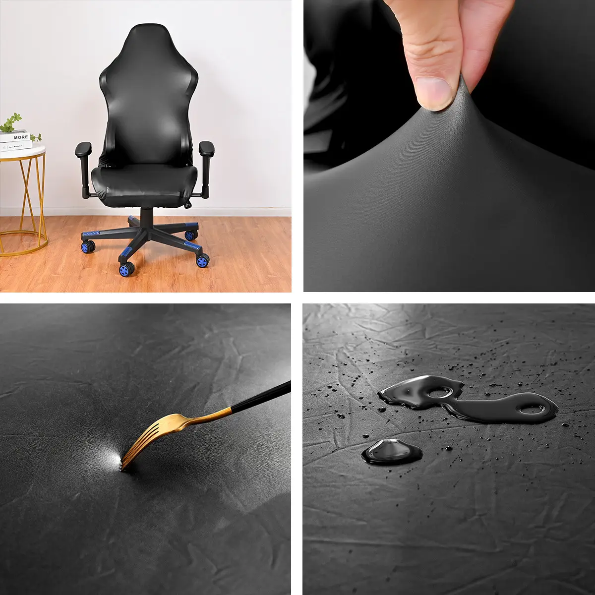 Black Waterproof Anti-Scratch Stretch Chair Cover - Image 7