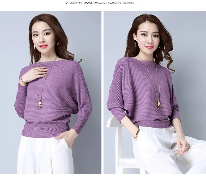 Purple Loose Knit Sweater for Women 2025 Spring Autumn — feature 15