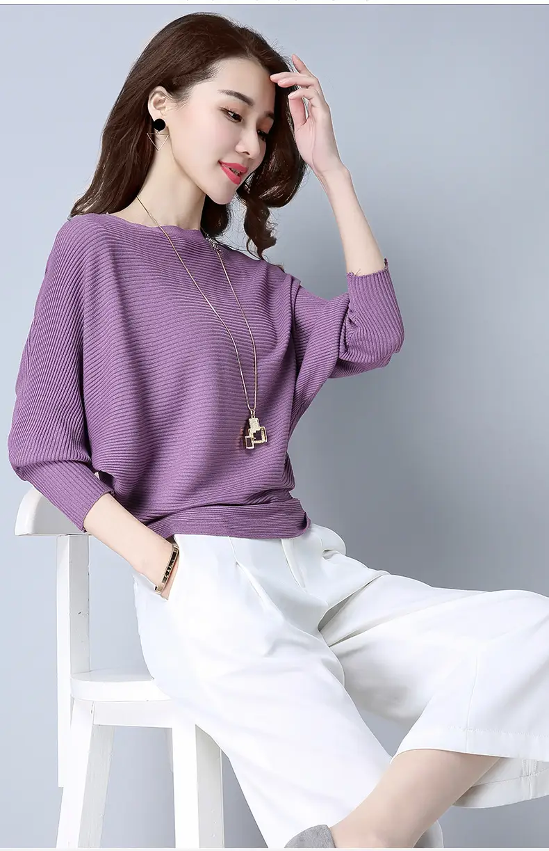 Purple Loose Knit Sweater for Women 2025 Spring Autumn — feature 18
