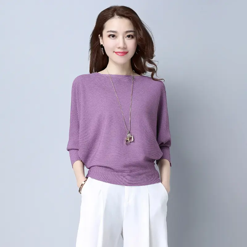 Purple Loose Knit Sweater for Women 2025 Spring Autumn - Image 3