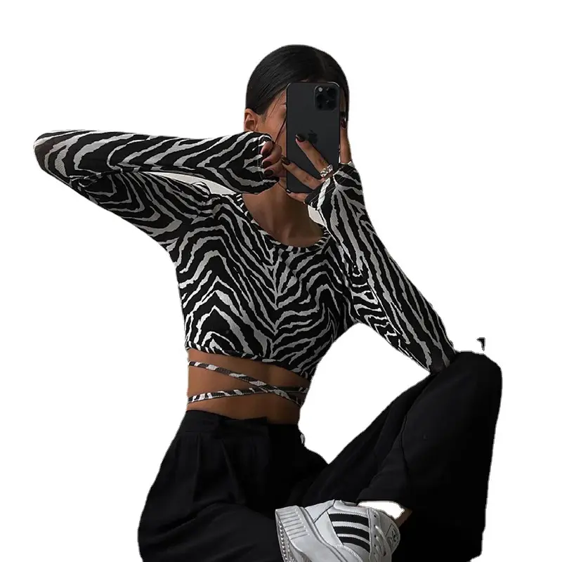 European Women's Zebra Backless Top Casual 2021 - Image 7