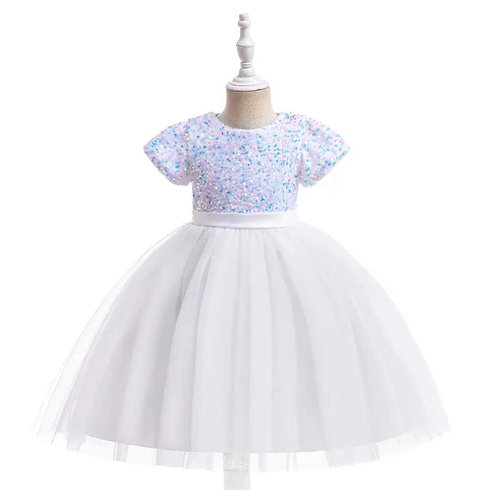 Blue Sequined Flower Girl Tutu Dress for Girls - Image 10