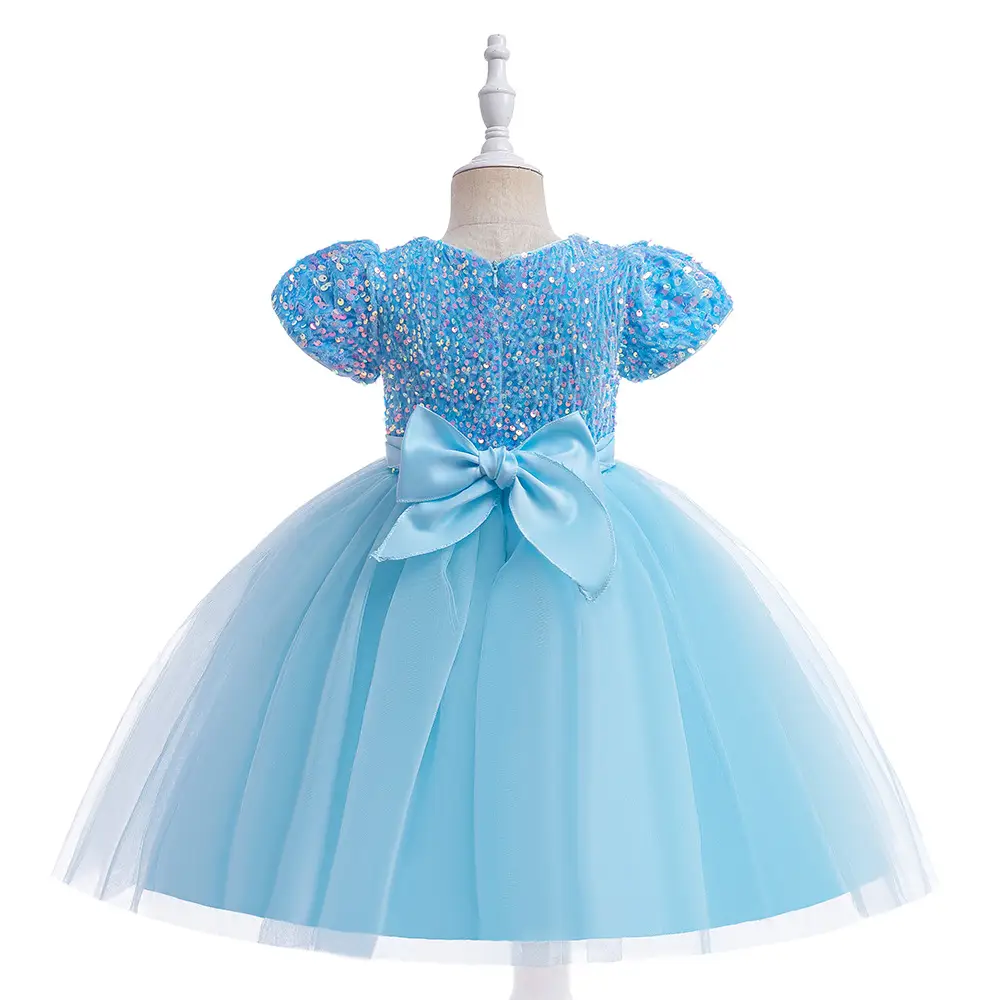 Blue Sequined Flower Girl Tutu Dress for Girls - Image 12