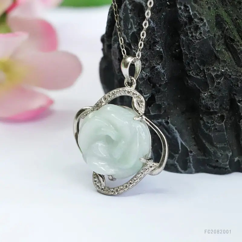 Guan Yu S925 Silver Rose Flower Pendant — feature 11