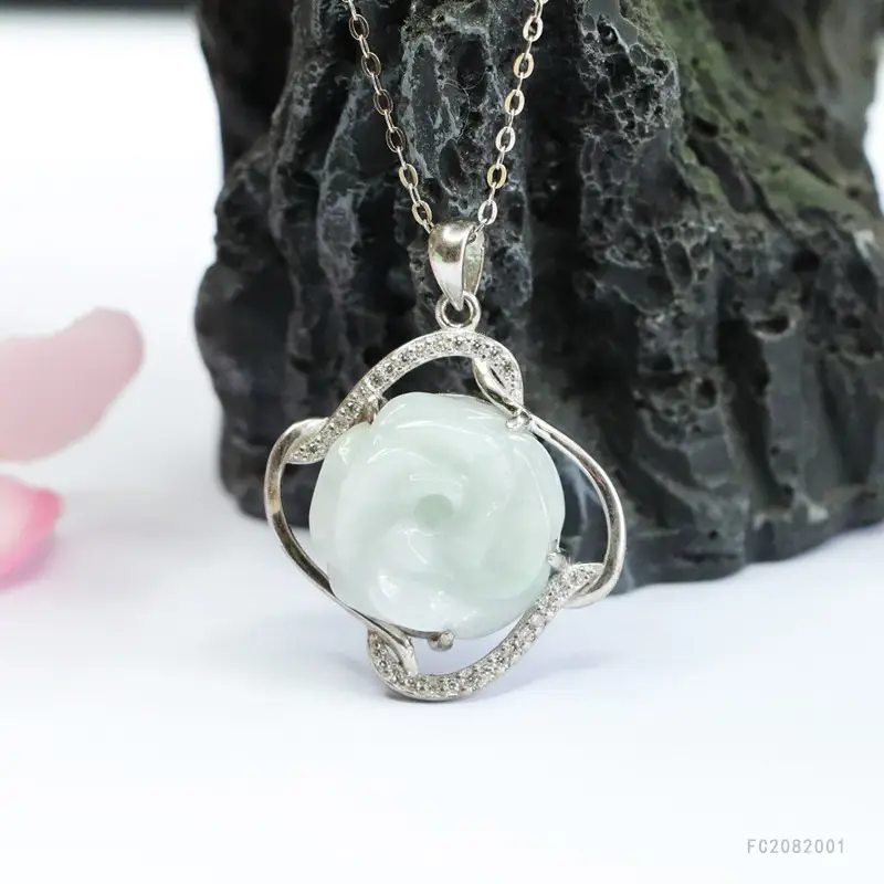 Guan Yu S925 Silver Rose Flower Pendant - Image 2