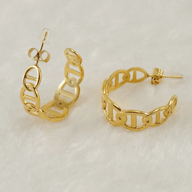 18K Gold Crossbody Earrings for Women - Image 4