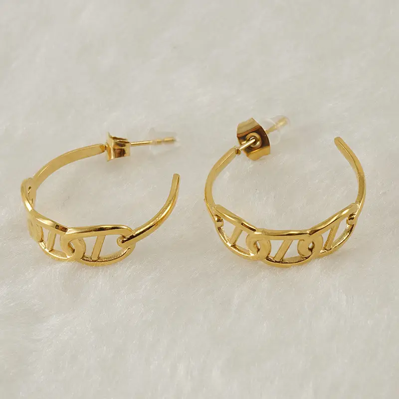 18K Gold Crossbody Earrings for Women - Image 5
