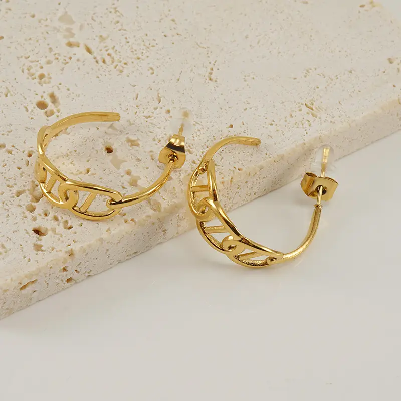18K Gold Crossbody Earrings for Women - Image 6