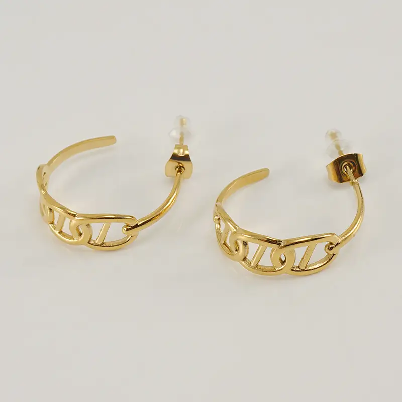 18K Gold Crossbody Earrings for Women - Image 2
