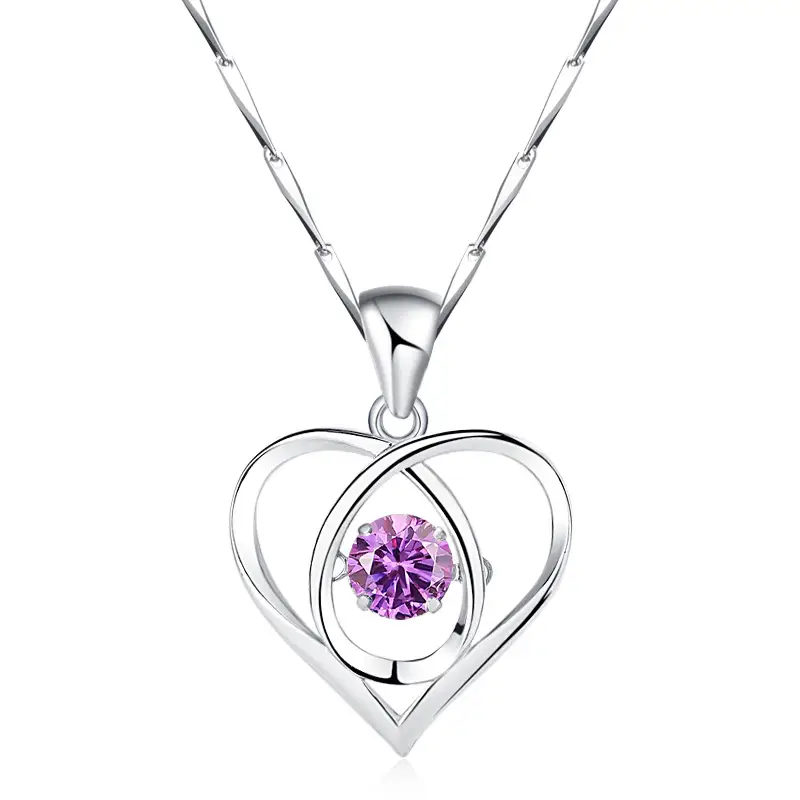 Women's Heart Shaped Blue Crystal Necklace - Image 2