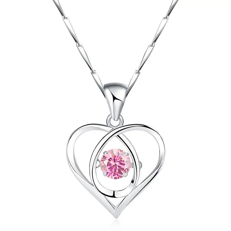 Women's Heart Shaped Blue Crystal Necklace - Image 4