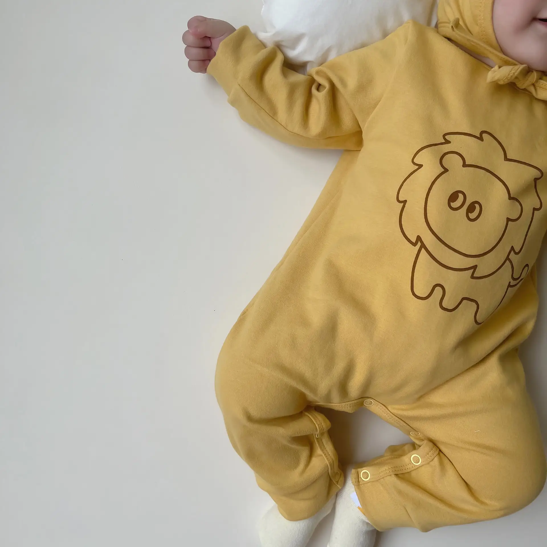 Baby 100-Year-Old Lion Hooded Hoodie Suit Yellow - Image 5