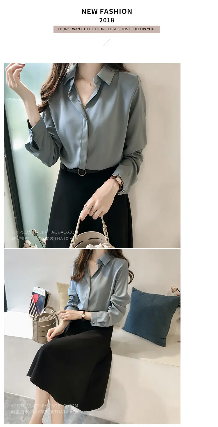 Korean Style Chiffon White Long Sleeve Shirt Large — feature 13