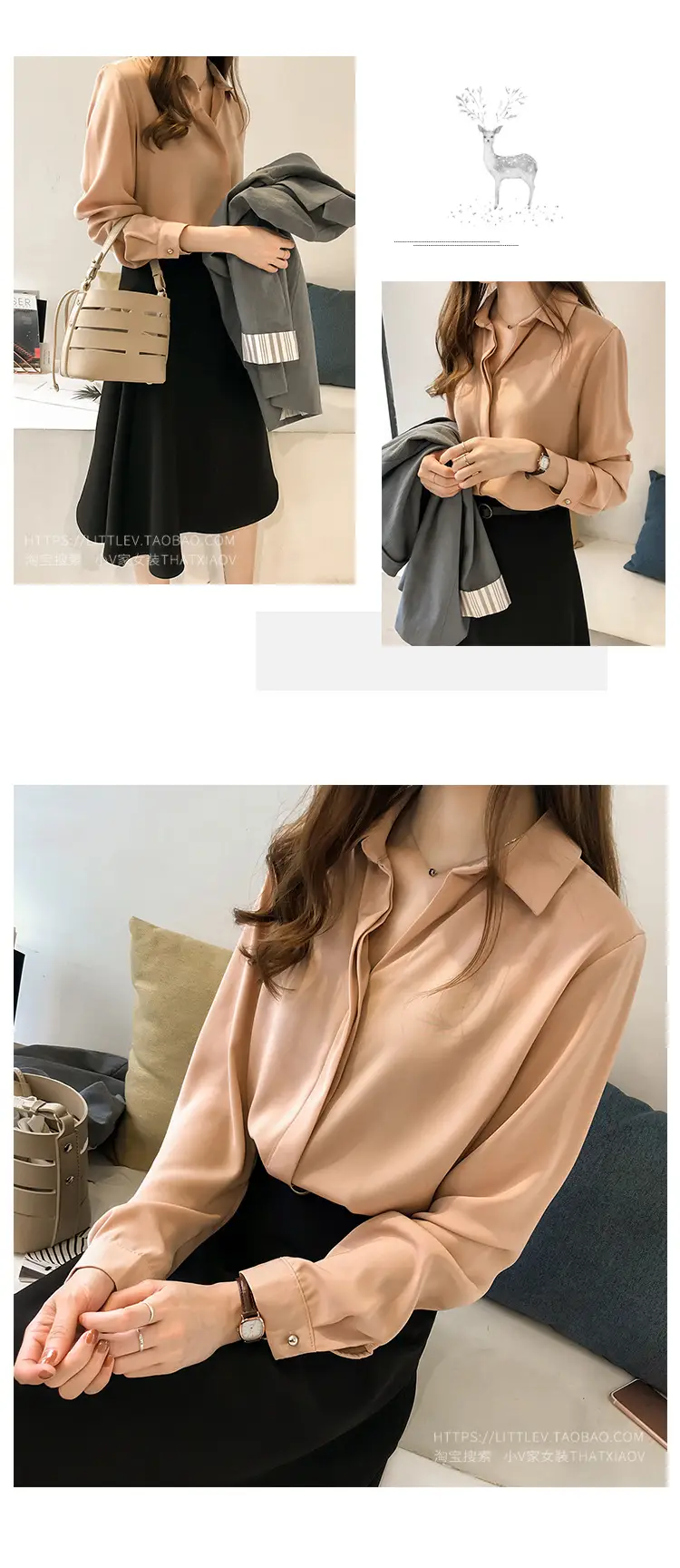 Korean Style Chiffon White Long Sleeve Shirt Large — feature 16
