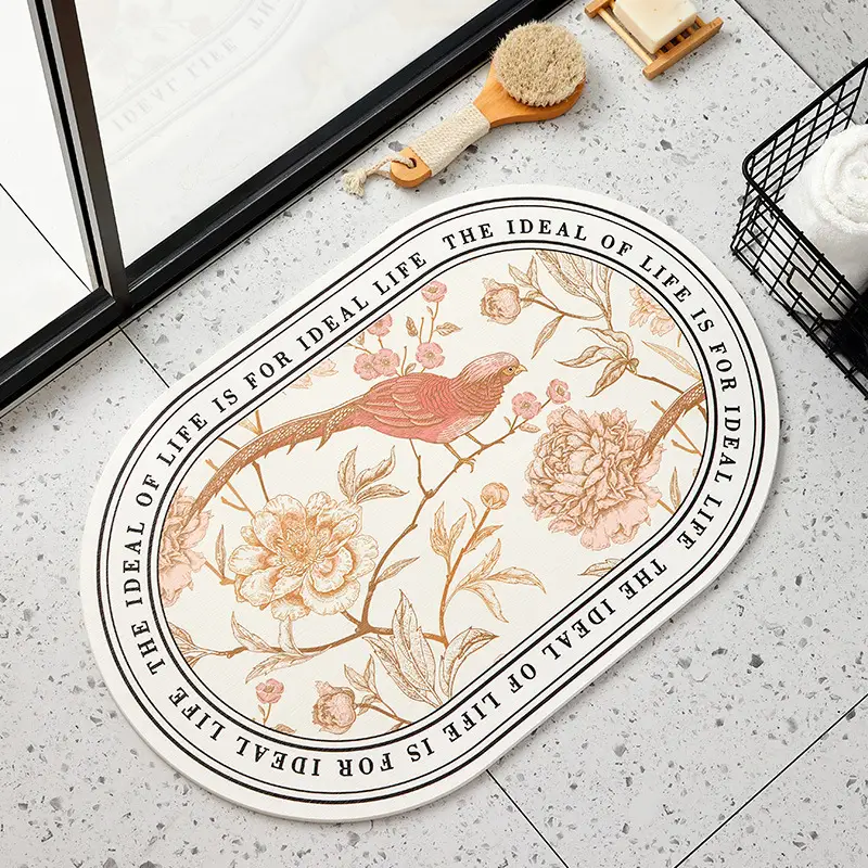 Retro Floral Water Absorbent Floor Mat Entry Door - Image 22
