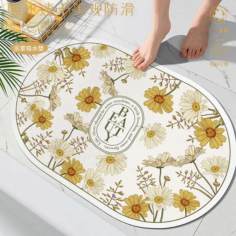 Retro Floral Water Absorbent Floor Mat Entry Door - Image 23