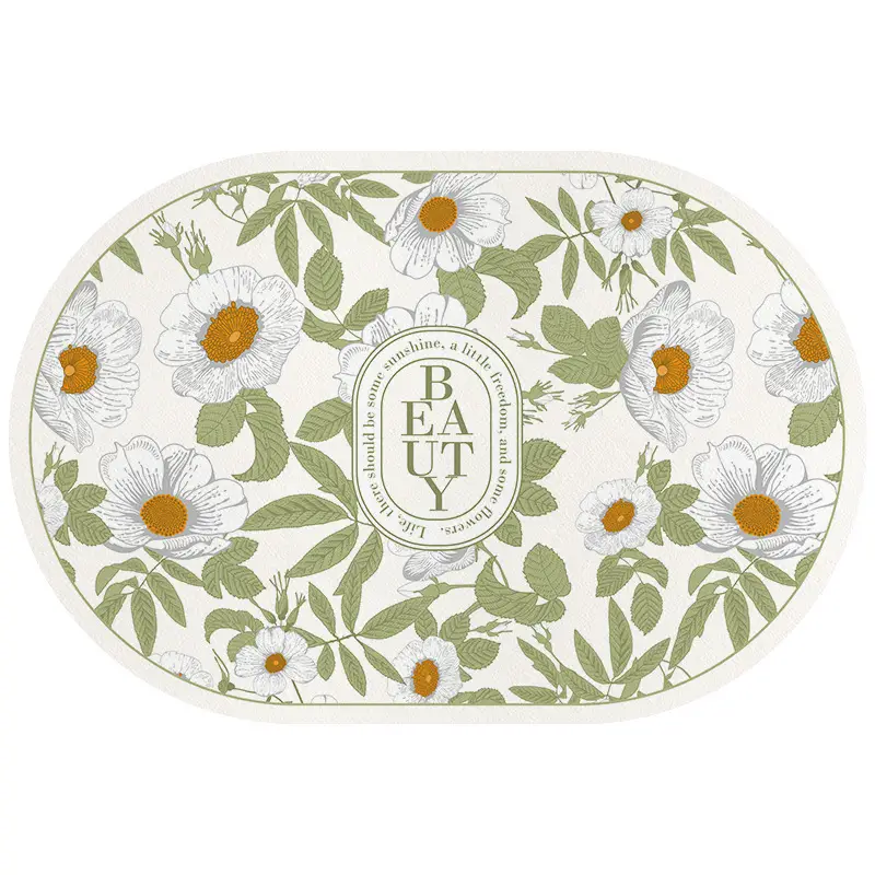 Retro Floral Water Absorbent Floor Mat Entry Door - Image 4