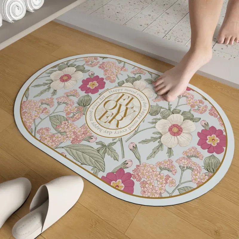 Retro Floral Water Absorbent Floor Mat Entry Door - Image 10