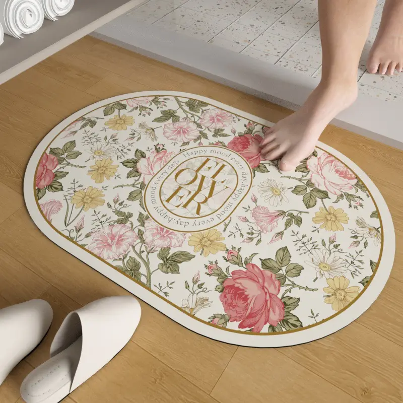 Retro Floral Water Absorbent Floor Mat Entry Door - Image 11