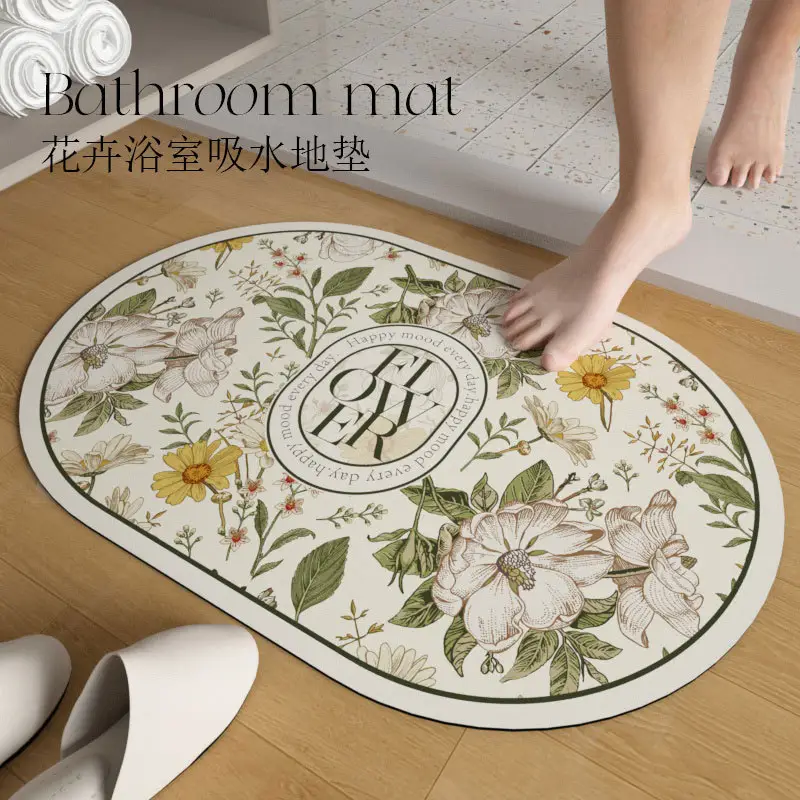 Retro Floral Water Absorbent Floor Mat Entry Door - Image 13