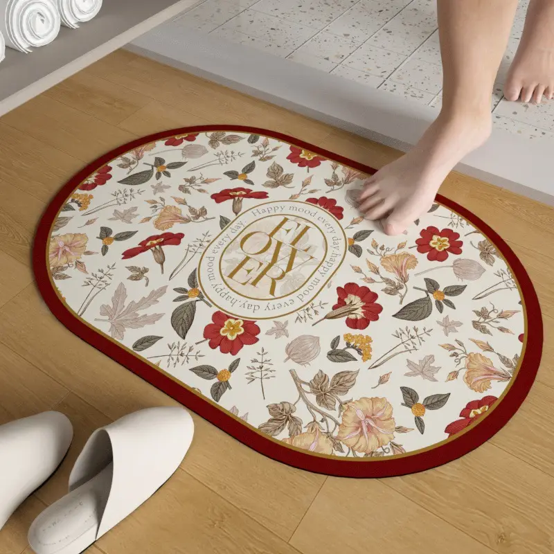 Retro Floral Water Absorbent Floor Mat Entry Door - Image 15