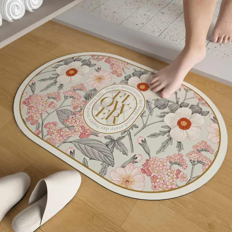 Retro Floral Water Absorbent Floor Mat Entry Door - Image 16