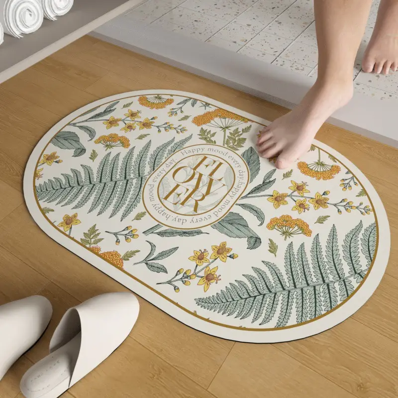 Retro Floral Water Absorbent Floor Mat Entry Door - Image 17