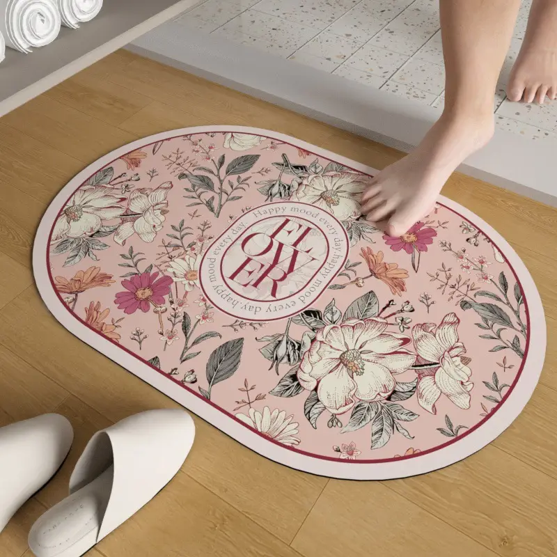 Retro Floral Water Absorbent Floor Mat Entry Door - Image 18