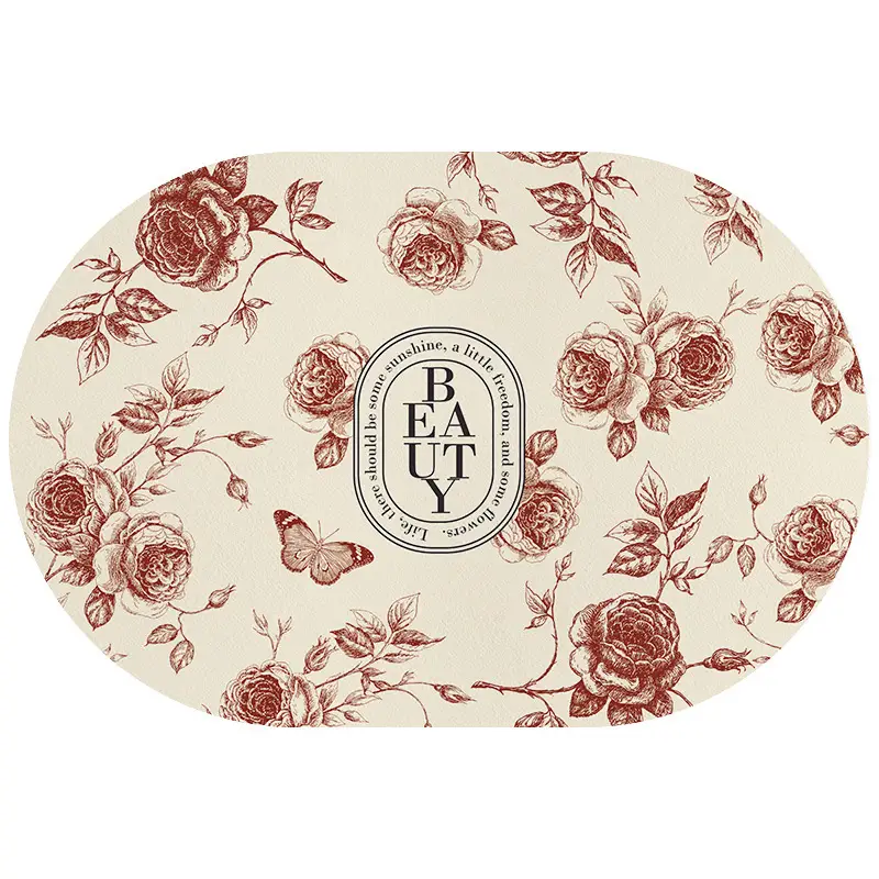 Retro Floral Water Absorbent Floor Mat Entry Door - Image 5