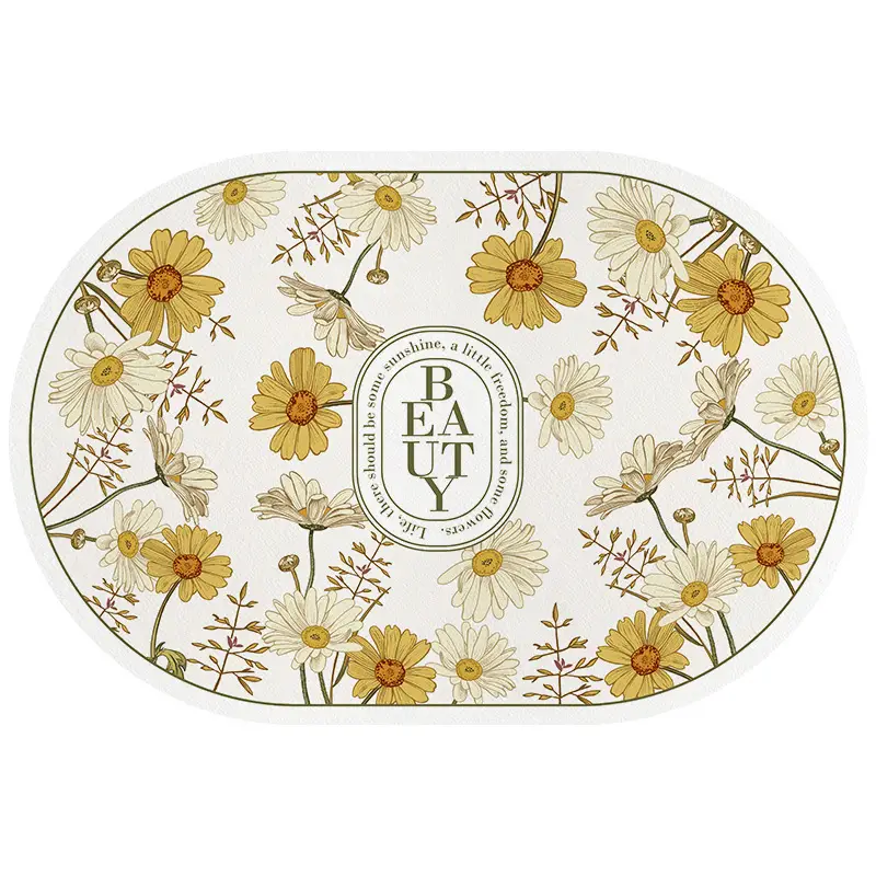 Retro Floral Water Absorbent Floor Mat Entry Door - Image 6
