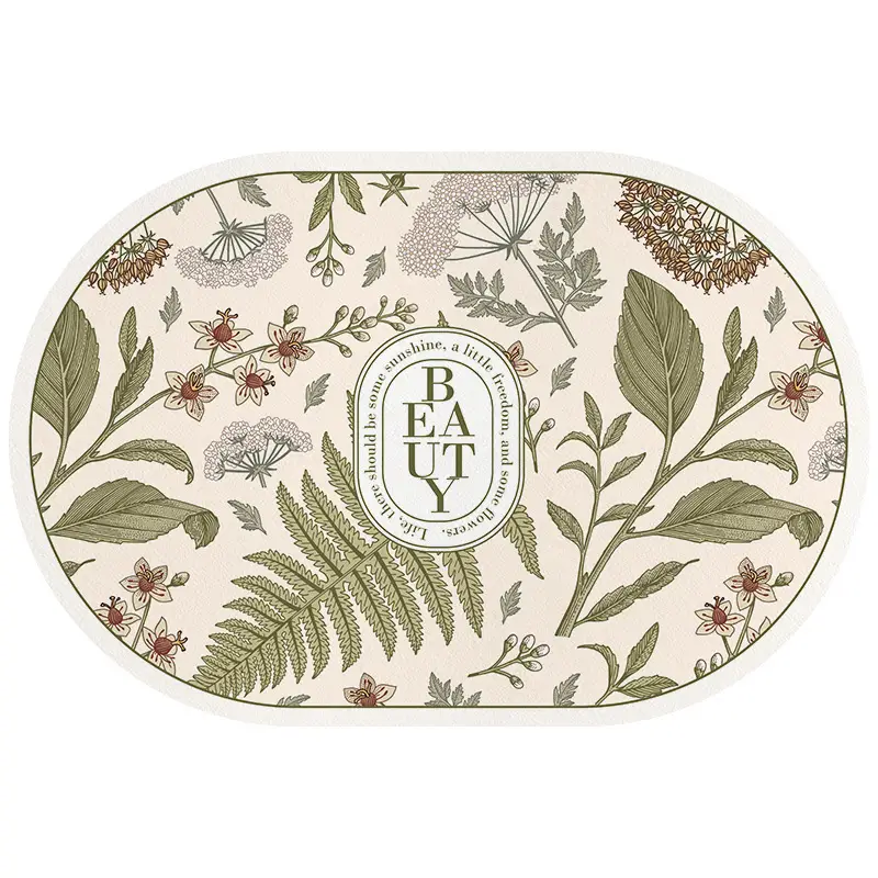 Retro Floral Water Absorbent Floor Mat Entry Door - Image 7