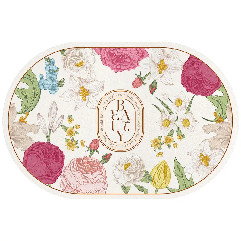Retro Floral Water Absorbent Floor Mat Entry Door - Image 8