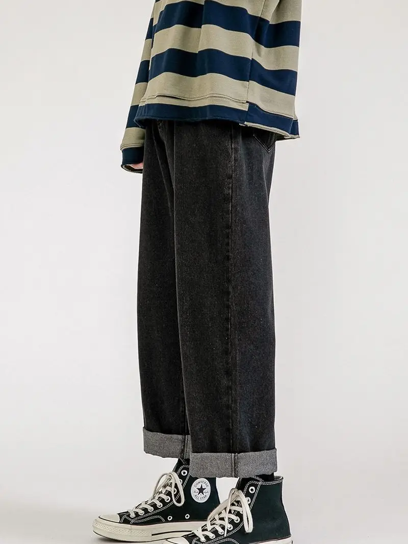 Men Vintage Wash Denim Jeans Loose Fit American Style - Image 10