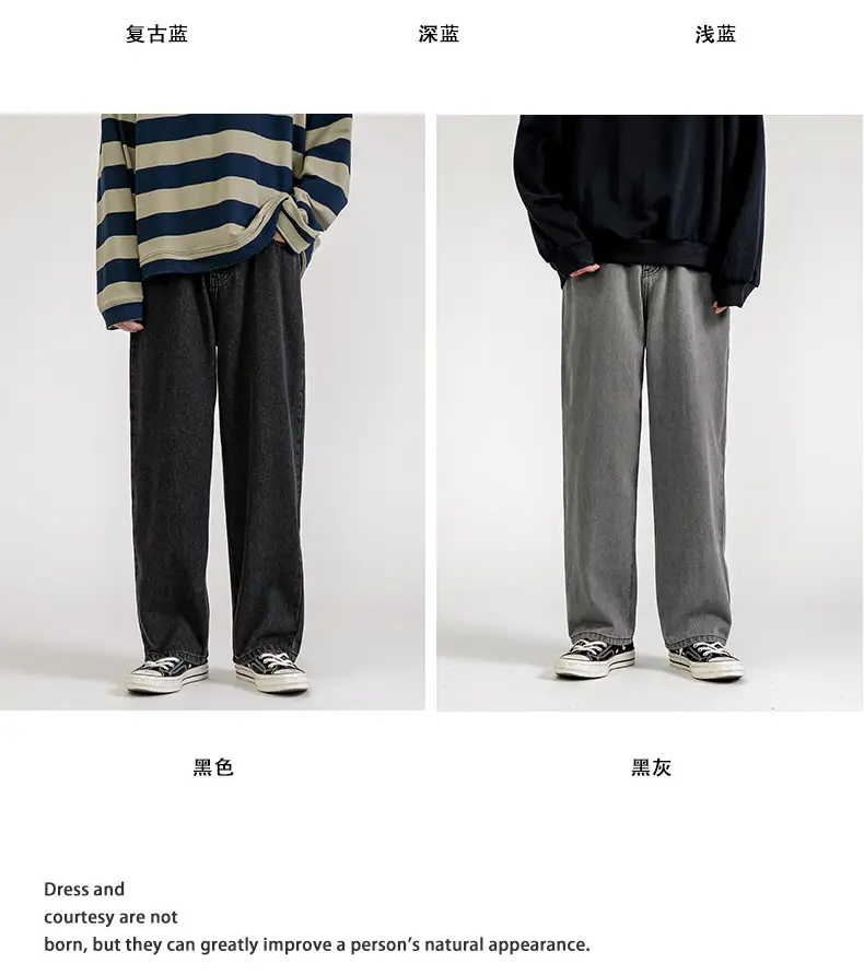 Men Vintage Wash Denim Jeans Loose Fit American Style — feature 11