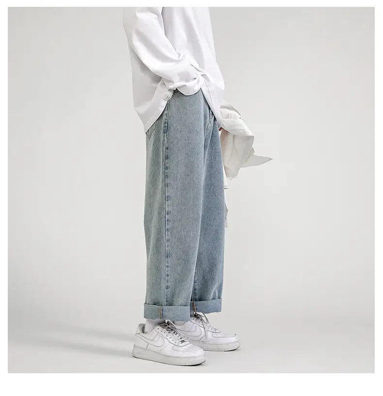 Men Vintage Wash Denim Jeans Loose Fit American Style — feature 12