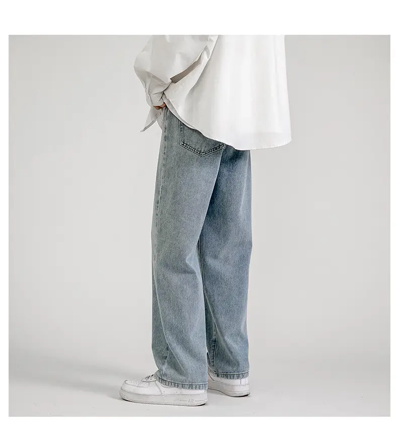 Men Vintage Wash Denim Jeans Loose Fit American Style — feature 13