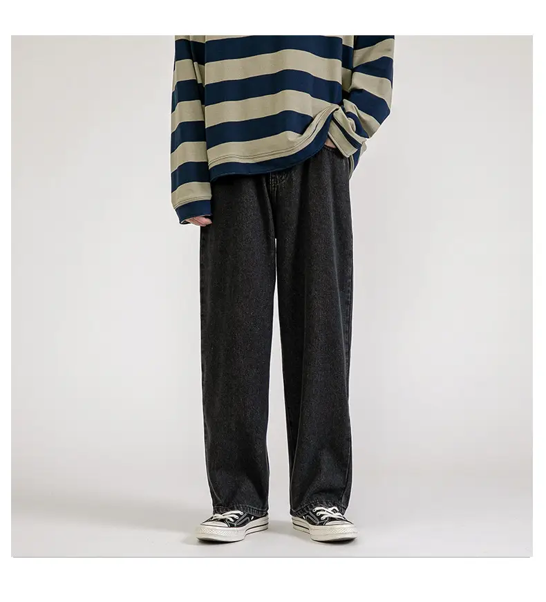Men Vintage Wash Denim Jeans Loose Fit American Style — feature 14