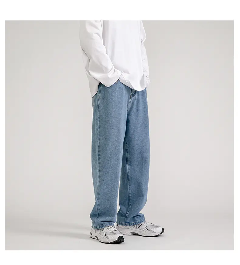 Men Vintage Wash Denim Jeans Loose Fit American Style — feature 16
