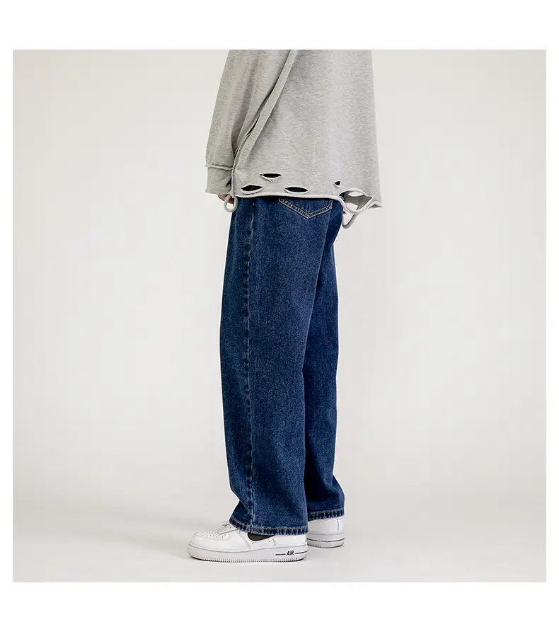 Men Vintage Wash Denim Jeans Loose Fit American Style — feature 18