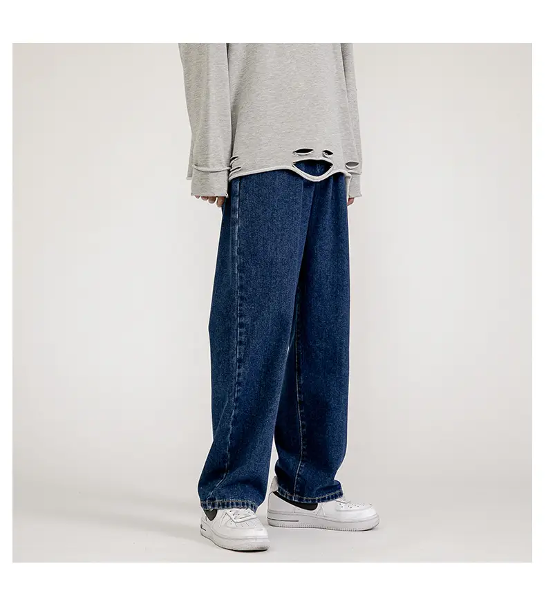 Men Vintage Wash Denim Jeans Loose Fit American Style — feature 19