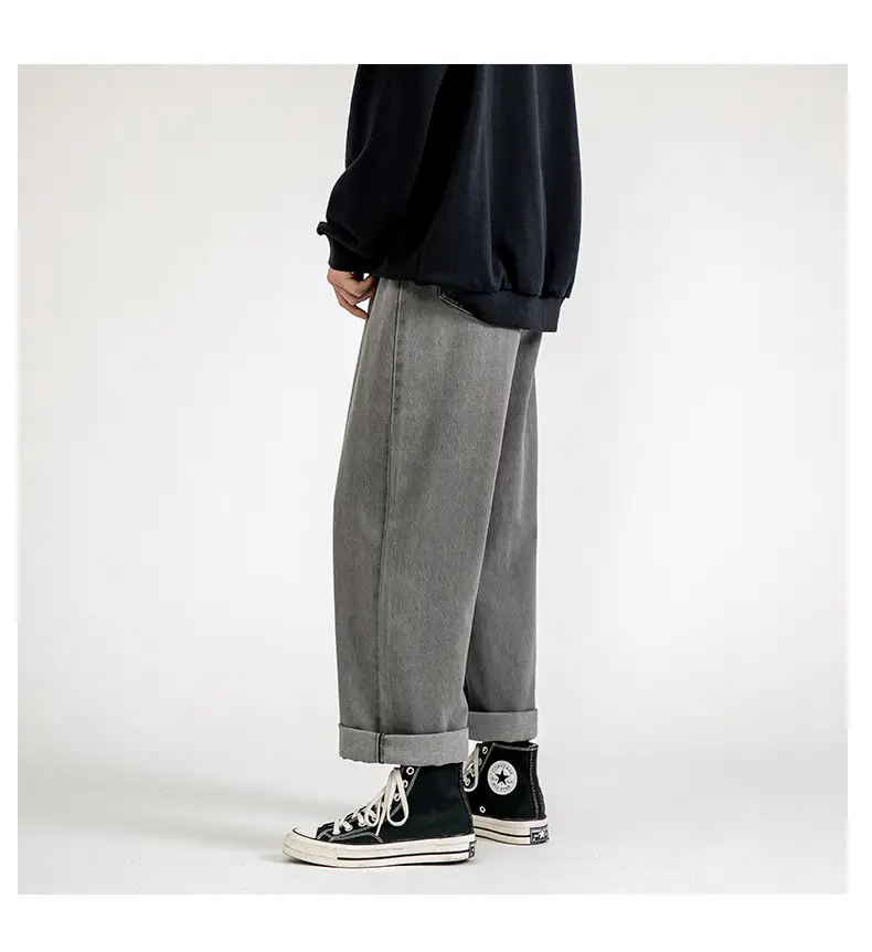 Men Vintage Wash Denim Jeans Loose Fit American Style — feature 21