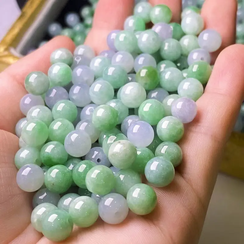 Wholesale Natural Jadeite Loose Beads Violet Sun Green — feature 2