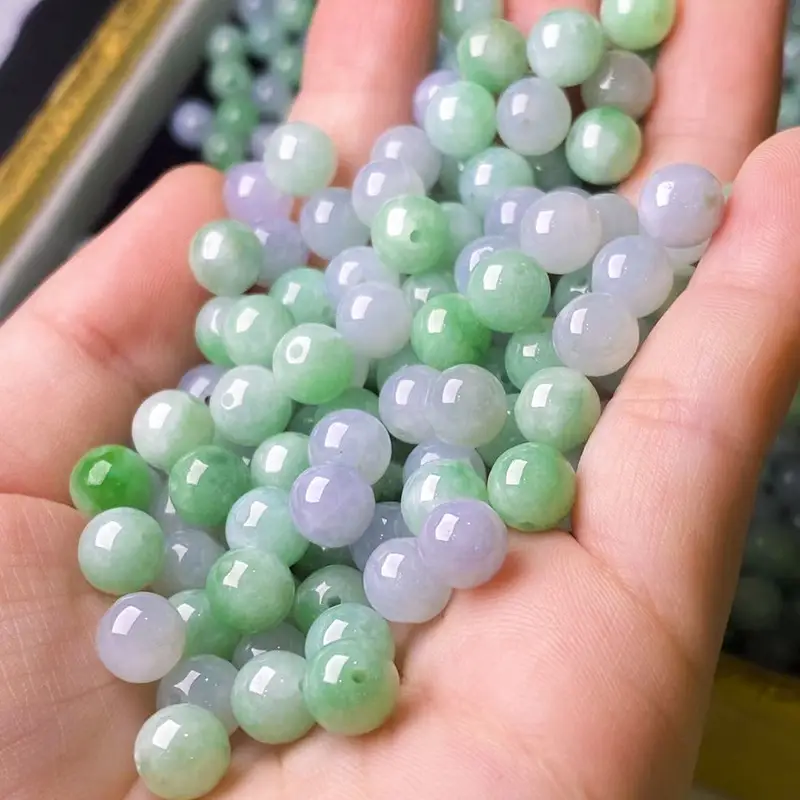 Wholesale Natural Jadeite Loose Beads Violet Sun Green — feature 3