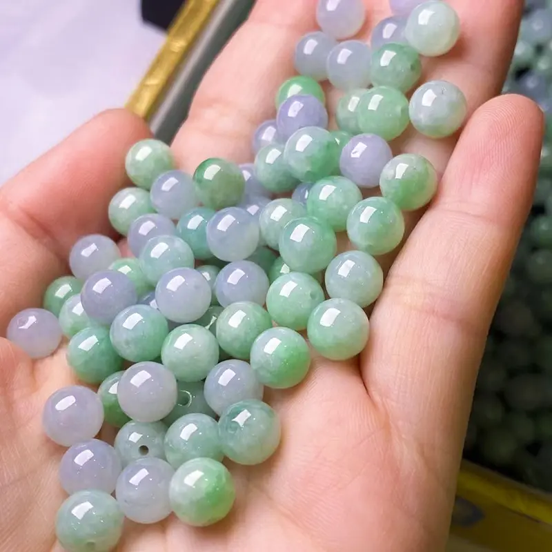 Wholesale Natural Jadeite Loose Beads Violet Sun Green — feature 5