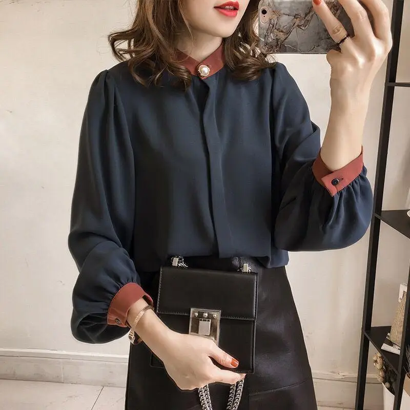 2026 Korean Style Loose Plus Size White Blouse with Lantern Sleeve - Image 4